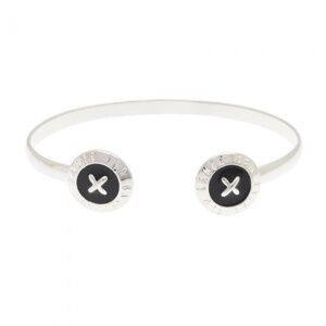 Ted Baker Eida SILVER Finish BLACK Enamel Cuff